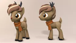 Size: 1920x1080 | Tagged: safe, artist:whiteskypony, derpibooru import, oc, oc:habile, deer, deer pony, original species, 3d, clothes, image, jpeg, male, scarf, solo