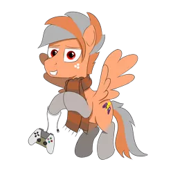 Size: 1000x1000 | Tagged: safe, artist:habiepon3, derpibooru import, oc, oc:habie hardcores, unofficial characters only, pegasus, pony, derpibooru community collaboration, 2022 community collab, base used, controller, image, looking at you, male, png, simple background, smiling, solo, transparent background