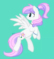 Size: 2200x2400 | Tagged: safe, artist:avonir, derpibooru import, oc, unofficial characters only, pony, bracelet, female, green background, image, jewelry, looking back, mare, necklace, png, rearing, signature, simple background, smiling, solo, wings