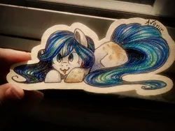 Size: 640x480 | Tagged: safe, artist:avonir, derpibooru import, oc, unofficial characters only, earth pony, pony, :p, earth pony oc, female, image, mare, png, signature, smiling, solo, tongue out, traditional art