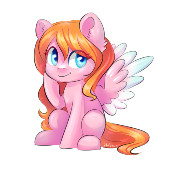 Size: 837x855 | Tagged: safe, artist:avonir, derpibooru import, oc, unofficial characters only, pegasus, pony, colored wings, female, image, mare, png, simple background, smiling, solo, transparent background, two toned wings, wings