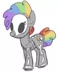 Size: 1084x1347 | Tagged: safe, artist:khimi-chan, derpibooru import, oc, unofficial characters only, earth pony, pony, clothes, costume, earth pony oc, eyelashes, female, image, mare, multicolored hair, png, rainbow hair, simple background, skeleton costume, solo, white background