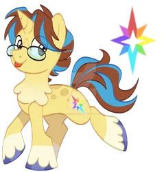 Size: 1280x1340 | Tagged: safe, artist:rohans-ponies, derpibooru import, oc, oc:starbowy, pony, unicorn, glasses, image, male, png, simple background, solo, stallion, tongue out, transparent background