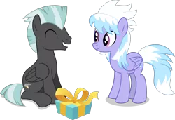 Size: 6797x4655 | Tagged: safe, artist:thatusualguy06, derpibooru import, cloudchaser, thunderlane, pegasus, pony, .svg available, absurd resolution, derpibooru exclusive, eyes closed, female, image, male, mare, open mouth, open smile, png, present, shipping, simple background, smiling, stallion, straight, thunderchaser, transparent background, vector