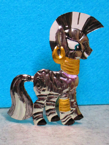 Size: 2018x2692 | Tagged: safe, alternate version, artist:malte279, derpibooru import, part of a set, zecora, zebra, craft, embossing, image, irl, jpeg, metal foil, photo, relief