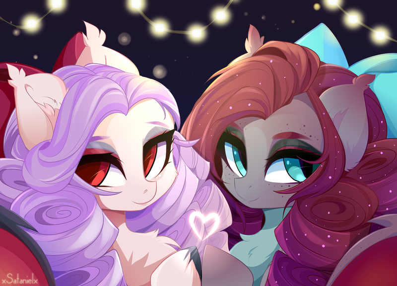 Size: 5000x3600 | Tagged: safe, artist:xsatanielx, derpibooru import, oc, oc:enya lunar eclipse, oc:luna valentine, unofficial characters only, bat pony, pony, bat pony oc, bat wings, image, png, wings