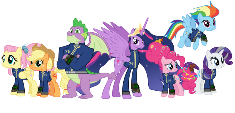 Size: 6264x3008 | Tagged: safe, artist:ponygamer2020, derpibooru import, applejack, fluttershy, pinkie pie, princess twilight 2.0, rainbow dash, rarity, spike, twilight sparkle, twilight sparkle (alicorn), alicorn, dragon, earth pony, pegasus, pony, unicorn, fallout equestria, the last problem, absurd resolution, applejack's hat, bags under eyes, candy, clothes, cowboy hat, crown, eyeshadow, fallout, fallout 76, flower, flower in hair, food, future, gigachad spike, granny smith's shawl, grey hair, group, hat, image, jewelry, jumpsuit, lollipop, looking at you, makeup, mane seven, mane six, older, older applejack, older fluttershy, older mane seven, older mane six, older pinkie pie, older rainbow dash, older rarity, older spike, older twilight, older twilight sparkle (alicorn), pip-boy 2000 mark vi, plushie, png, regalia, rubber duck, simple background, skunk stripe, smiling, smiling at you, teddy bear, teeth, transparent background, vault suit, vector, winged spike, wings
