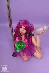 Size: 639x960 | Tagged: suggestive, artist:chibi chuu, derpibooru import, photographer:sleepingkumaphotography, berry punch, berryshine, human, bottle, clothes, cosplay, costume, cup, glass bottle, image, irl, irl human, jpeg, photo, stripper pole