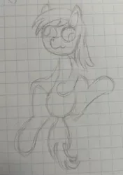 Size: 1840x2614 | Tagged: safe, artist:kanw, derpibooru import, derpy hooves, pegasus, pony, graph paper, hoof on belly, image, jpeg, monochrome, newbie artist training grounds, photo, sketch, solo, traditional art