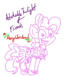Size: 3204x3855 | Tagged: safe, artist:adorkabletwilightandfriends, derpibooru import, pinkie pie, earth pony, pony, adorkable, adorkable friends, candy, candy cane, christmas, clothes, cupcake, cute, dork, dress, female, food, holiday, image, mare, muffin, png, scarf, shoes