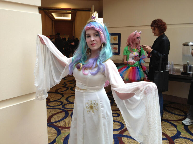 Size: 2828x2121 | Tagged: safe, artist:cinemabrony, artist:lochlan o'neil, derpibooru import, princess celestia, human, babscon, babscon 2015, clothes, cosplay, costume, high res, image, irl, irl human, jpeg, photo