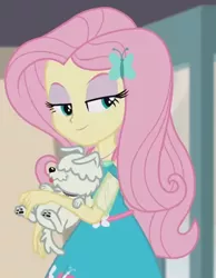 Size: 1323x1704 | Tagged: safe, derpibooru import, screencap, fluttershy, dog, equestria girls, equestria girls series, outtakes (episode), cropped, image, jpeg, solo