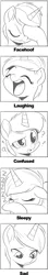 Size: 412x2324 | Tagged: safe, artist:nauyaco, derpibooru import, oc, oc:kimi, pony, unicorn, expressions, facehoof, female, image, mare, monochrome, png, solo