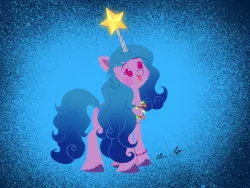 Size: 1080x810 | Tagged: safe, artist:allisonpopick, derpibooru import, part of a set, izzy moonbow, pony, unicorn, my little pony: a new generation, chibi, christmas, g5, holiday, image, jpeg, solo, stars, string lights