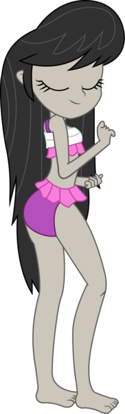 Size: 1280x4223 | Tagged: safe, artist:marcorulezzz, derpibooru import, octavia melody, equestria girls, equestria girls series, i'm on a yacht, spoiler:eqg series (season 2), barefoot, butt, clothes, eyes closed, feet, image, png, simple background, swimsuit, transparent background, vector