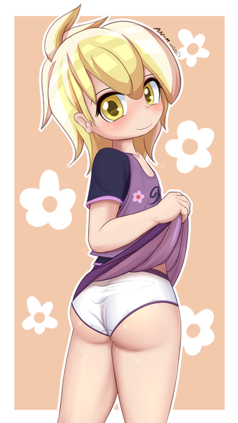 Size: 1080x1920 | Tagged: questionable, artist:an-m, banned from derpibooru, ponybooru import, dinky hooves, human, art pack:pantiepalooza4, ass, blushing, butt, child, clothes, female, humanized, image, lolicon, looking at you, looking back, panties, png, simple background, skirt, skirt lift, solo, solo female, underage, underwear