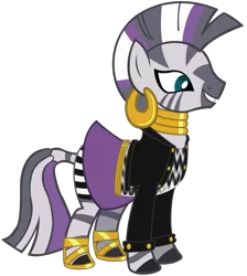 Size: 1605x1788 | Tagged: safe, artist:nascarcatcar, artist:zacatron94, derpibooru import, zecora, zebra, clothes, image, looking down, png, ponymania, solo, vector