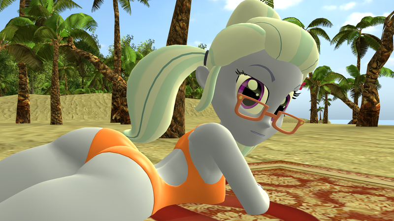 Size: 1920x1080 | Tagged: suggestive, artist:mr.uberrebu25, derpibooru import, sugarcoat, equestria girls, 3d, ass, beach, beach babe, breasts, busty sugarcoat, butt, clothes, image, one-piece swimsuit, open-back swimsuit, orange swimsuit, palm tree, png, solo, sugarcheeks, swimsuit, tree
