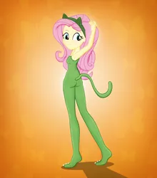Size: 2260x2568 | Tagged: safe, artist:invisibleink, derpibooru import, fluttershy, equestria girls, 2019, animal costume, armpits, ass, butt, cat costume, cat ears, cat tail, clothes, costume, female, high res, image, looking back, png, sexy, solo, tail