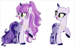 Size: 3087x1942 | Tagged: safe, artist:kyannepopys, derpibooru import, oc, unofficial characters only, pony, unicorn, base used, duo, female, hoof polish, horn, image, jewelry, mare, necklace, png, raised hoof, simple background, smiling, solo, transparent background, unicorn oc