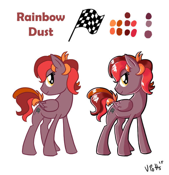 Size: 1372x1417 | Tagged: safe, artist:torusthescribe, derpibooru import, oc, unofficial characters only, pegasus, pony, female, folded wings, full body, image, jpeg, magical lesbian spawn, mare, multicolored mane, multicolored tail, offspring, parent:lightning dust, parent:rainbow dash, parents:rainbowdust, pegasus oc, reference sheet, show accurate, signature, simple background, smiling, solo, standing, tail, white background, wings
