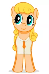 Size: 674x1021 | Tagged: safe, artist:xodok, derpibooru import, oc, unofficial characters only, earth pony, pony, series:ponyashnost, clothes, female, image, necktie, png, shirt, simple background, smiling, white background