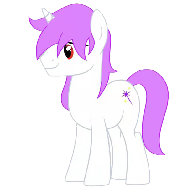 Size: 1130x1130 | Tagged: safe, derpibooru import, oc, oc:shine starlight, unofficial characters only, pony, unicorn, derpibooru community collaboration, 2022 community collab, full body, horn, image, male, png, purple mane, purple tail, red eyes, show accurate, simple background, smiling, solo, stallion, standing, tail, transparent background, unicorn oc