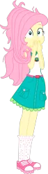 Size: 1280x4630 | Tagged: safe, artist:marcorulezzz, derpibooru import, fluttershy, equestria girls, legend of everfree, camp everfree outfits, covering mouth, female, image, messy hair, png, simple background, solo, transparent background, vector