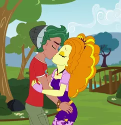 Size: 1280x1318 | Tagged: safe, artist:thelifedragonslayer, derpibooru import, adagio dazzle, timber spruce, equestria girls, female, image, jpeg, kissing, male, shipping, straight, timberdazzle