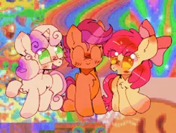 Size: 1024x780 | Tagged: safe, artist:bug-roux, derpibooru import, apple bloom, scootaloo, sweetie belle, earth pony, pegasus, pony, unicorn, adorabloom, cute, cutealoo, cutie mark crusaders, diasweetes, female, filly, image, jpeg, putting the cute in cutie mark crusaders