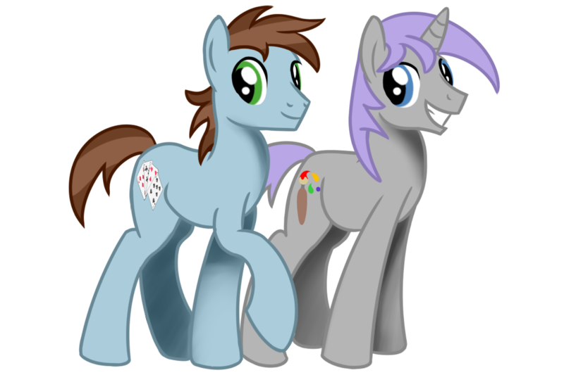 Size: 1500x1000 | Tagged: safe, artist:avastindy, derpibooru import, oc, oc:coolj, oc:spark brush, earth pony, pony, unicorn, derpibooru community collaboration, 2022 community collab, derpibooru exclusive, image, male, png, simple background, stallion, transparent background