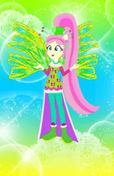 Size: 582x891 | Tagged: safe, artist:magical-mama, artist:selenaede, artist:user15432, derpibooru import, fluttershy, fairy, human, equestria girls, alternate hairstyle, barely eqg related, base used, boots, clothes, colored wings, crossover, crystal sirenix, dress, fairy wings, fairyized, gradient background, gradient wings, green dress, high heel boots, high heels, image, jewelry, long hair, necklace, png, ponied up, ponytail, shoes, sirenix, sparkly background, sparkly wings, wings, winx, winx club, winxified, yellow wings