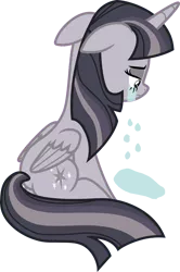 Size: 2718x4096 | Tagged: safe, artist:cloudyglow, artist:wardex101, derpibooru import, edit, edited edit, twilight sparkle, twilight sparkle (alicorn), alicorn, pony, the ending of the end, crying, depressed, discorded, discorded twilight, female, floppy ears, high res, image, mare, png, sad, simple background, sitting, solo, sorrow, transparent background, vector