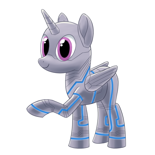 Size: 2000x2000 | Tagged: safe, artist:stellardust, derpibooru import, oc, oc:cyber sword, unofficial characters only, alicorn, cyborg, pony, derpibooru community collaboration, 2022 community collab, alicorn oc, derpibooru exclusive, female, horn, image, mare, png, raised hoof, simple background, solo, transparent background, wings