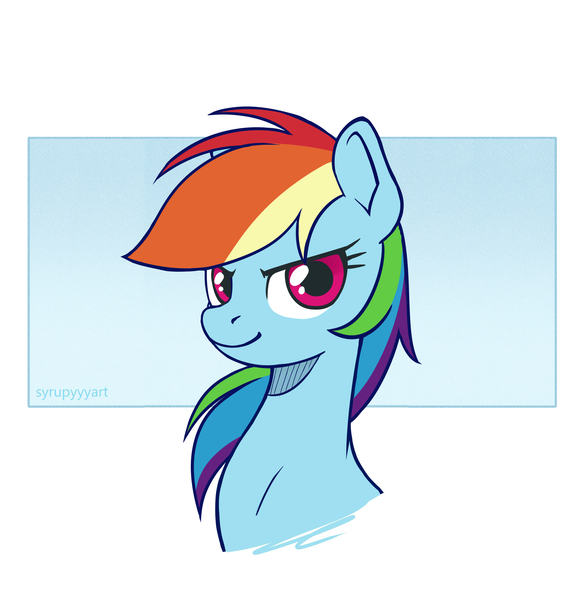 Size: 2118x2171 | Tagged: safe, artist:ponykillerx, edit, editor:unofficial edits thread, rainbow dash, pony, "edit", bust, cute, female, image, looking at you, mare, png, redraw, signature, simple background, white background