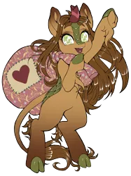 Size: 2373x3175 | Tagged: safe, artist:pony straponi, derpibooru import, kirin oc, oc, oc:way right, unofficial characters only, kirin, derpibooru community collaboration, 2022 community collab, bag, broken horn, colored, flat colors, horn, image, png, simple background, solo, transparent background
