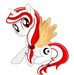 Size: 820x826 | Tagged: safe, artist:be_yourself, artist:tialtri, derpibooru import, oc, oc:sinar bulan indonesia, unofficial characters only, alicorn, pony, derpibooru community collaboration, 2022 community collab, alicorn oc, female, full body, hair tie, horn, image, indonesia, looking at you, mare, movie accurate, not cream heart, png, red eyes, show accurate, simple background, sitting, smiling, smiling at you, solo, spread wings, tail, transparent background, two toned mane, two toned tail, wings