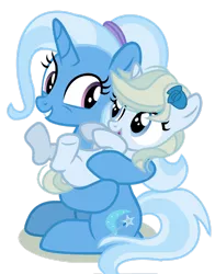 Size: 1280x1630 | Tagged: safe, artist:venomtwt-artistowo, derpibooru import, trixie, oc, oc:lunar rose, pony, unicorn, base used, female, filly, foal, image, mother and child, mother and daughter, offspring, parent:prince blueblood, parent:trixie, parents:bluetrix, png, simple background, transparent background