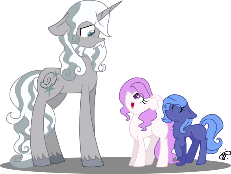 Size: 2586x1941 | Tagged: safe, artist:gallantserver, derpibooru import, princess celestia, princess luna, star swirl the bearded, pony, cewestia, earth pony celestia, earth pony luna, female, filly, image, missing accessory, png, simple background, transparent background, woona, younger