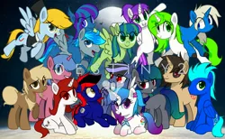 Size: 4000x2468 | Tagged: safe, artist:yufebwifbi, derpibooru import, oc, oc:leaf blade, oc:purple rose, oc:wilson west, alicorn, bat pony, earth pony, pegasus, pony, undead, unicorn, vampire, bat pony oc, bat wings, destiny (game), female, image, jpeg, male, stallion, wings