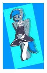 Size: 4500x7000 | Tagged: safe, artist:yufebwifbi, derpibooru import, oc, oc:leaf blade, pegasus, pony, bipedal, blushing, clothes, crossdressing, femboy, image, maid, male, png, stallion