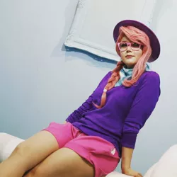 Size: 1080x1080 | Tagged: safe, derpibooru import, fluttershy, human, alternate hairstyle, clothes, cosplay, costume, hipstershy, image, irl, irl human, jpeg, photo, solo