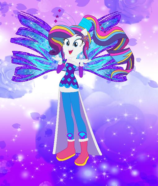 Size: 617x726 | Tagged: safe, artist:magical-mama, artist:selenaede, artist:user15432, derpibooru import, rarity, fairy, human, equestria girls, alternate hairstyle, barely eqg related, base used, boots, clothes, colored wings, crossover, crystal sirenix, dress, fairy wings, fairyized, flower, flower in hair, gradient background, gradient wings, high heel boots, high heels, image, long hair, png, ponied up, ponytail, purple dress, purple wings, rose, shoes, sirenix, sparkly background, sparkly wings, wings, winx, winx club, winxified