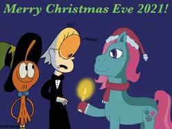 Size: 500x375 | Tagged: safe, artist:wanderfan2000, derpibooru import, minty (g1), christmas, holiday, image, kid cosmic, png, wander over yonder, wander (wander over yonder)