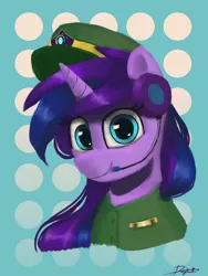 Size: 3000x4000 | Tagged: safe, artist:doughnutwubbs, derpibooru import, oc, oc:cyan nova fae, unofficial characters only, pony, unicorn, admiral, clothes, emblem, female, headset, image, mare, png, solo, uniform