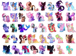 Size: 2856x2100 | Tagged: safe, artist:kyannepopys, derpibooru import, oc, unofficial characters only, bat pony, pegasus, pony, base used, bat pony oc, bat wings, clothes, hair over eyes, image, multicolored hair, pegasus oc, png, rainbow hair, simple background, smiling, transparent background, wings