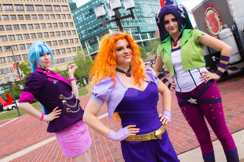 Size: 1024x683 | Tagged: safe, artist:littlemissbloo, artist:littleprofessorproductions, artist:sarahndipity cosplay, artist:shelbeanie, derpibooru import, adagio dazzle, aria blaze, sonata dusk, human, equestria girls, clothes, cosplay, costume, disguise, disguised siren, hand on hip, image, irl, irl human, jpeg, photo, the dazzlings