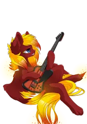 Size: 424x600 | Tagged: safe, artist:arctic-fox, derpibooru import, oc, oc:himitsu chan, hybrid, derpibooru community collaboration, 2022 community collab, bass guitar, blue eyes, female, image, musical instrument, paws, png, simple background, solo, transparent background, wings