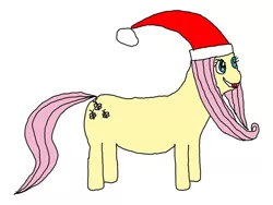 Size: 720x540 | Tagged: artist needed, safe, derpibooru import, fluttershy, earth pony, pony, 1000 hours in ms paint, christmas, earth pony fluttershy, encyclopedia dramatica, female, hat, holiday, image, mare, ms paint, not salmon, png, santa hat, simple background, solo, species swap, stylistic suck, wat, white background