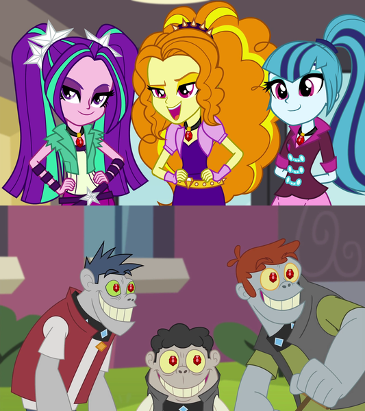 Size: 1280x1440 | Tagged: safe, artist:floralisole, derpibooru import, edit, edited screencap, screencap, adagio dazzle, aria blaze, fido, rover, sonata dusk, spot, diamond dog, equestria girls, player piano, rainbow rocks, diamond dudes, female, fidazzle, gem, image, jewelry, male, pendant, png, rovaria, shipping, shipping domino, siren gem, spotnata, straight, the dazzlings, vector